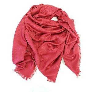 Louis Vuitton Accessories - Louis Vuitton Red Shawl Scarf Pomme d' Amoure Louis Vuitton Accessories - Louis Vuitton Red Shawl Scarf Pomme d' Amoure